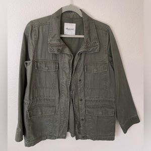 Madewell Military Style Cargo Jacket in Olive Green